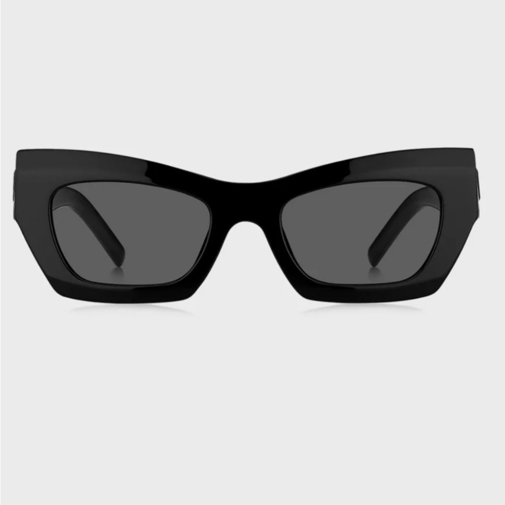 Boss Women's Glossy Black Rectangular Sunglasses
